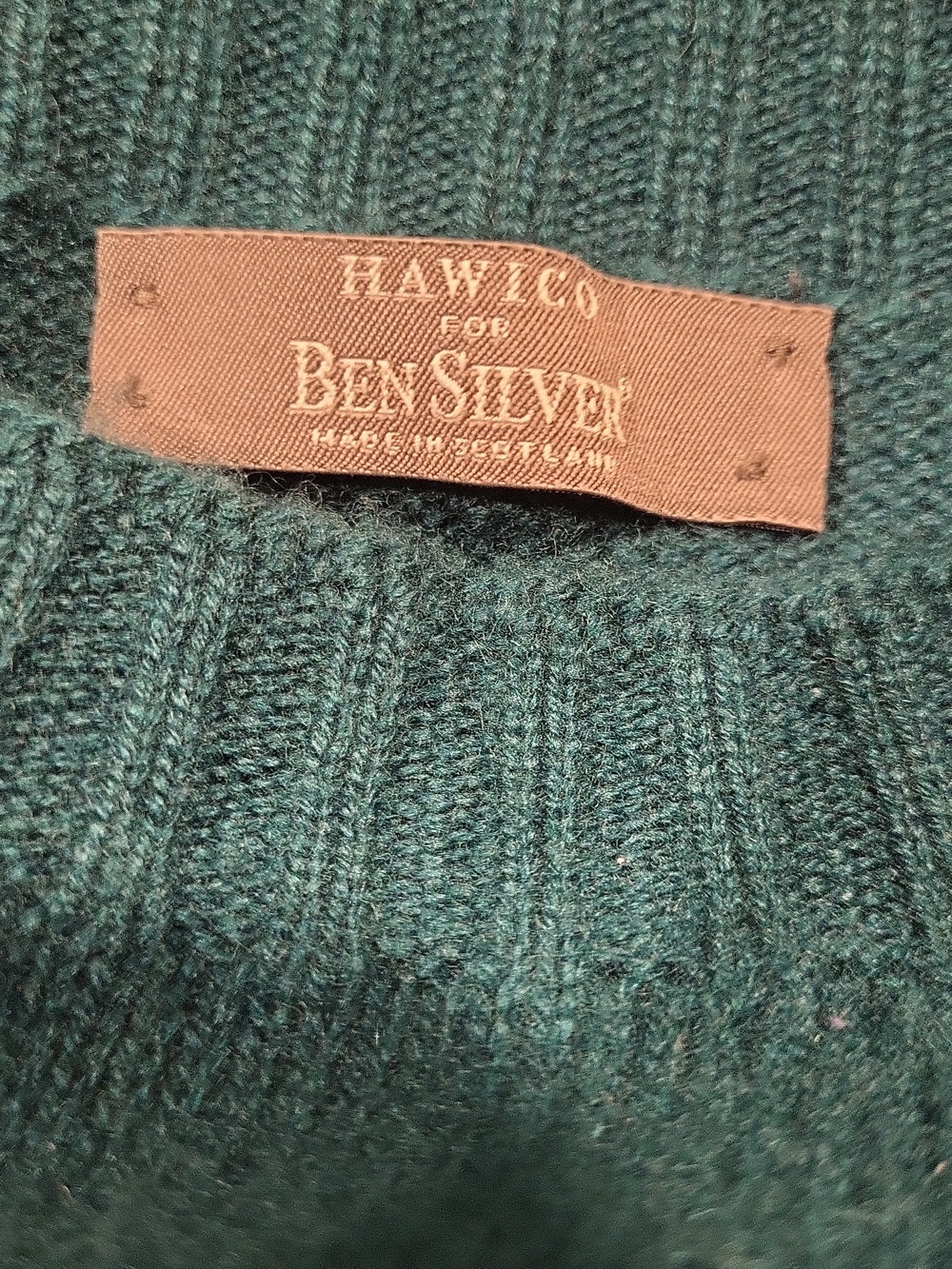 Hawico For Ben Silver GREEN Cashmere Sweater Made In Scotland - Picture 2 of 4